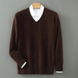 KissICON ka fei DBR025 / S / Pack of 1 Luxurious Mens Pure Mink VNeck Knit Sweater