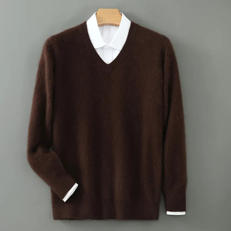 KissICON ka fei DBR025 / XXXL / Pack of 1 Luxurious Mens Pure Mink VNeck Knit Sweater