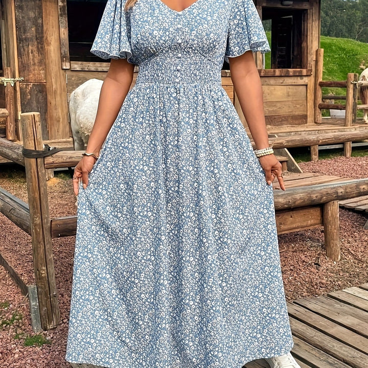 Chic Plus Size Floral Print Wrap Dress SpringSummer Elegance