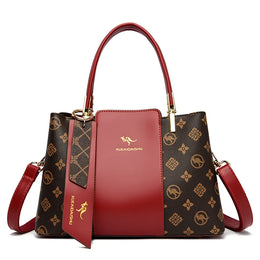 Dropshipman Kangaroo Red Luxury Handbag Fashion Print Large Capacity Soft Leather Women Shoulder Crossbody Bag Leisure Designer Ladies Purses and Handbag