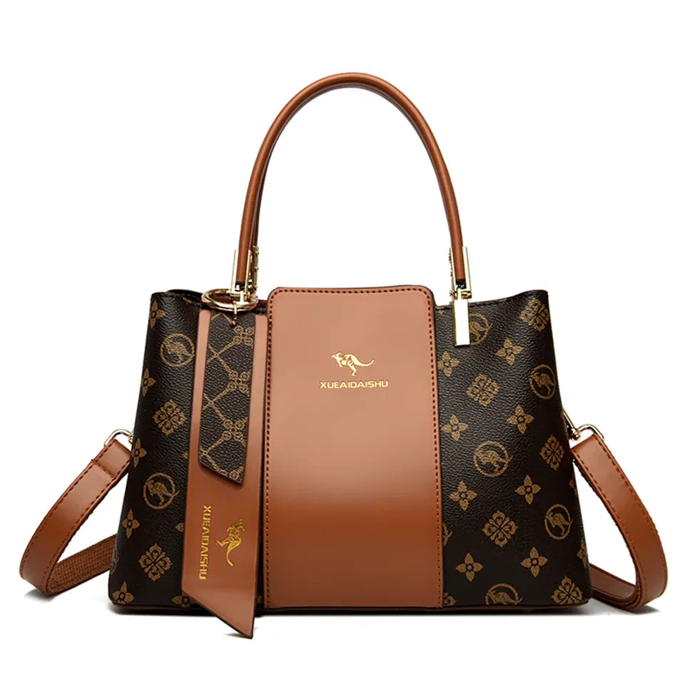Dropshipman Kangaroo Yellow Luxury Handbag Fashion Print Large Capacity Soft Leather Women Shoulder Crossbody Bag Leisure Designer Ladies Purses and Handbag