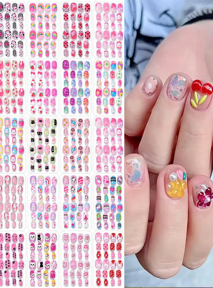KissICON 💋 Kawaii Kids False Nails Set - Self-Adhesive