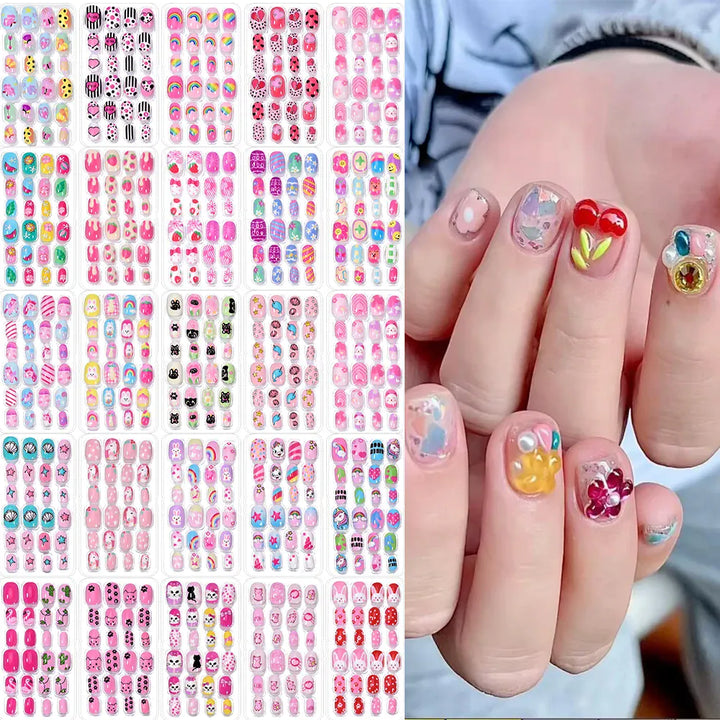 💋 Kawaii Kids False Nails Set - Self-Adhesive