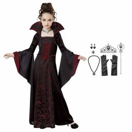 KissICON Khaki / 150cm Halloween Costume for Kids Halloween Fantasy Vampire Costume Girls Long Tutu Dress Kids Carnival Outfit Gothic Feather Clothes