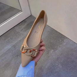 KissICON Khaki / 33 Square Toe Flat Shoes for Women Spring Autumn