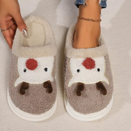 KissICON Khaki / 36-37 / CHINA Smile PoP Cute Women Slippers Indoor Fuzzy Women