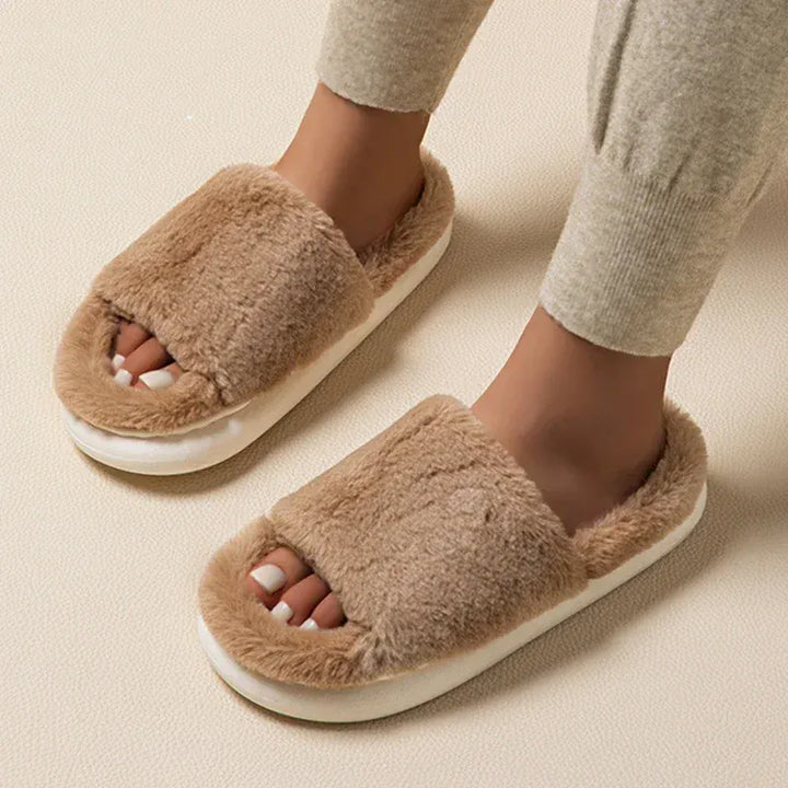 Soft Sole Home Fluffy Fur Slippers Women Winter