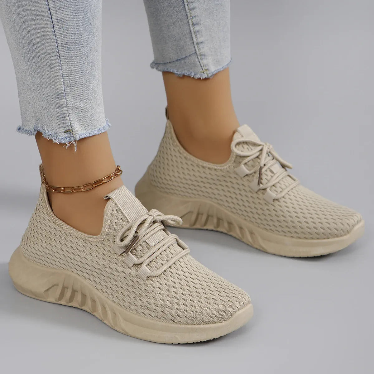 Dropshipman Khaki / 41 Women's summer breathable mesh flat shoes women's shoes casual sports shoes, clearance free shipping