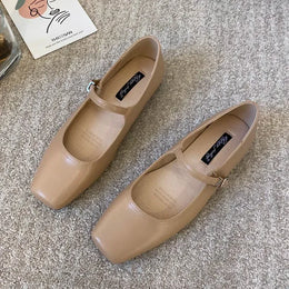 KissICON Khaki / 44 Flat Shoes for Women Silver Mary Jane Women's