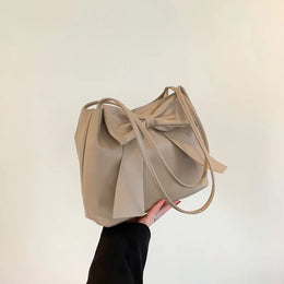 KissICON Khaki Bow Handlebags Shoulder Bags Leisure Armpit Shopping