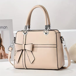 jkthpu-45 Khaki Chic Solid Bow Tote Versatile Everyday Elegance