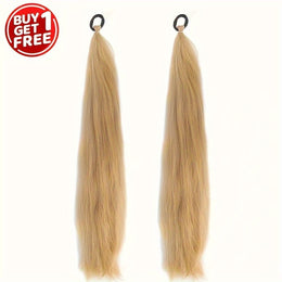 KissICON Khaki Color / 26inch Kissicon Synthetic Straight Ponytail Elastic Tie