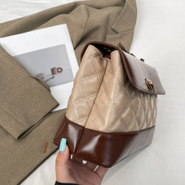 KissICON Khaki Handbags Textured Large-capacity Messenger Rhombic Chain Shoulder