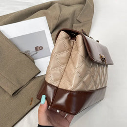 KissICON Khaki Handbags Textured Large-capacity Messenger Rhombic Chain Shoulder