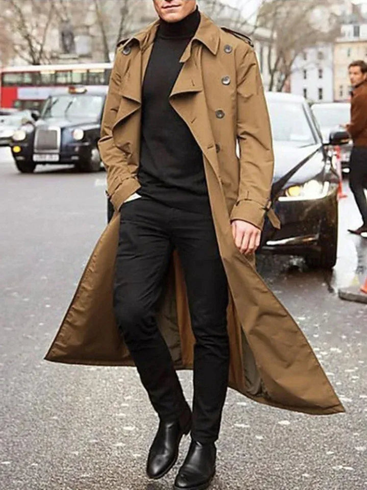Designer British Overlong Mens Thin Trench Coat