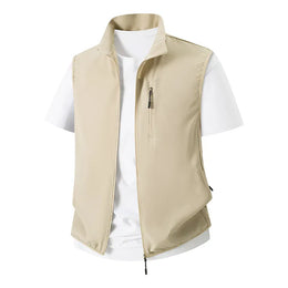 KissICON Khaki / M UltraThin Mens Mesh Ice Silk Summer Sleeveless Jacket Vest