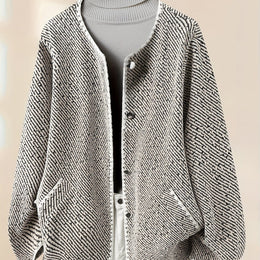 KissICON Khaki / UK 16 Elegant Curve Greywhite Contrast Collar Jacket