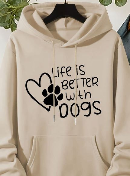 jkthpu-45 Khaki / UK 16 Plus Size "Life Is Better With Dogs" Pattern