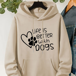 jkthpu-45 Khaki / UK 16 Plus Size "Life Is Better With Dogs" Pattern