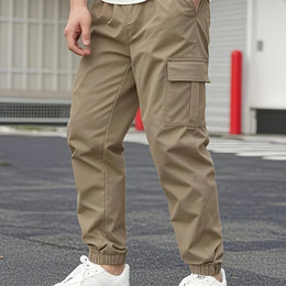 KissICON Khaki / UK 28 Durable Mens Casual Solid Color Work Pants
