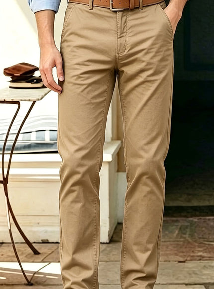 KissICON Khaki / UK 28 Mens AllSeason Stretch Chino Suit Trousers