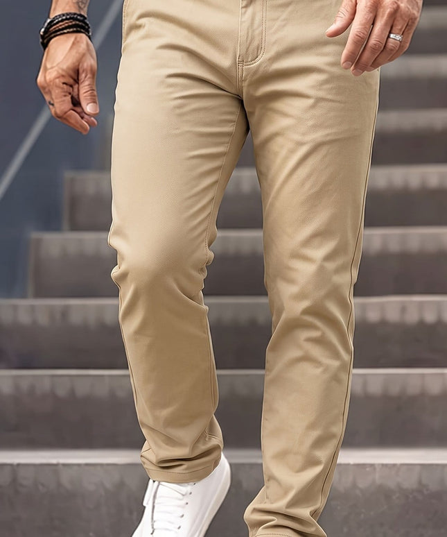 KissICON Khaki / UK 28 Mens Lightweight WrinkleFree Casual Dress Pants for Commuting