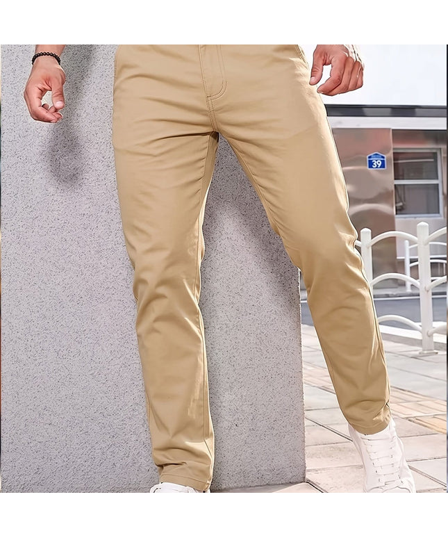 KissICON Khaki / UK 28 Mens Summer Drapey Breathable AntiWrinkle Business Casual Trousers