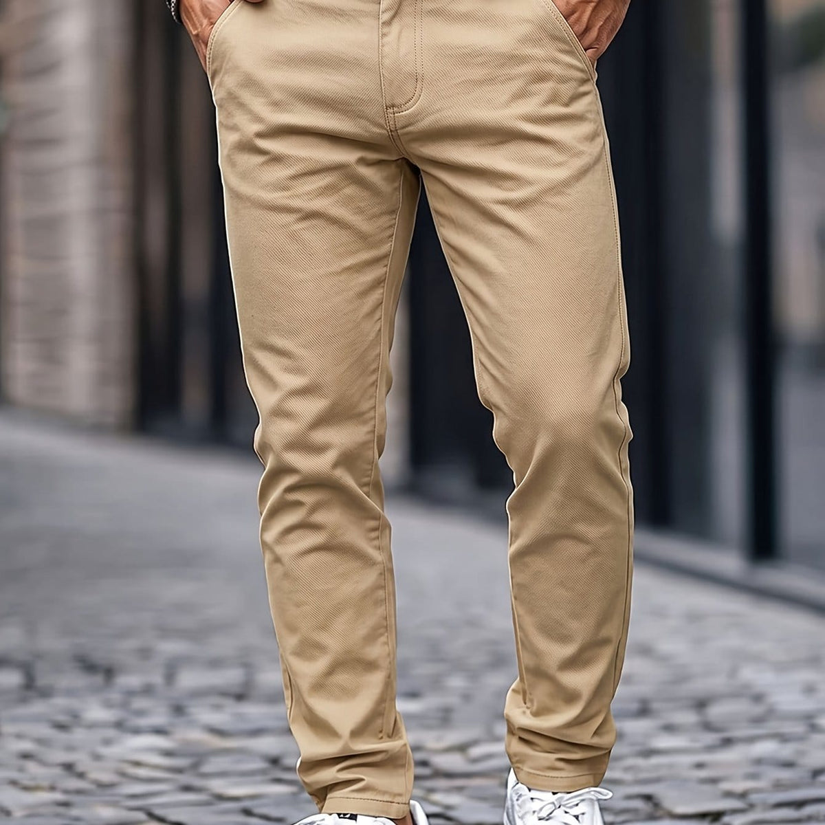 KissICON Khaki / UK 28 Mens WrinkleFree Loose Fit Summer Stretch Dress Pants
