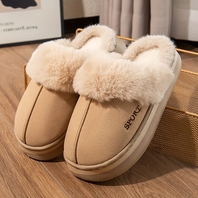 jkthpu-45 Khaki / UK 3.5-4 Cozy Faux Fur SlipOn Slippers for Warm IndoorOutdoor Comfort