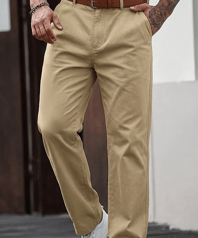 KissICON Khaki / UK 30 Chic Summer Twill Business Casual Fashion Trousers