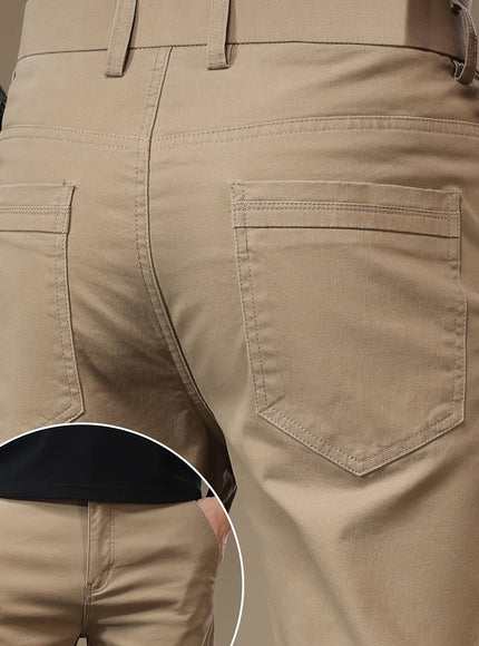 KissICON Khaki / UK 30 Mens Slim Fit Stretch Business Casual Pants