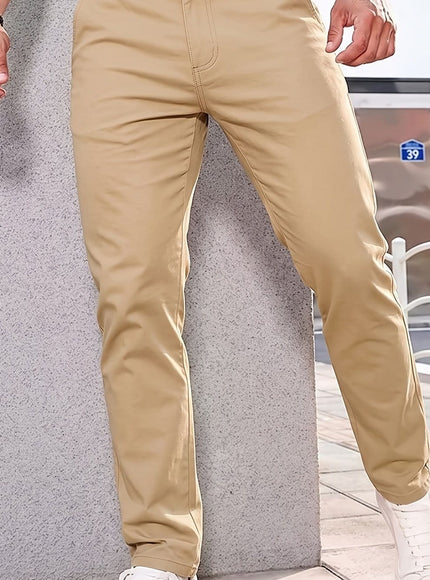 KissICON Khaki / UK 32 Mens Summer Drapey Breathable AntiWrinkle Business Casual Trousers