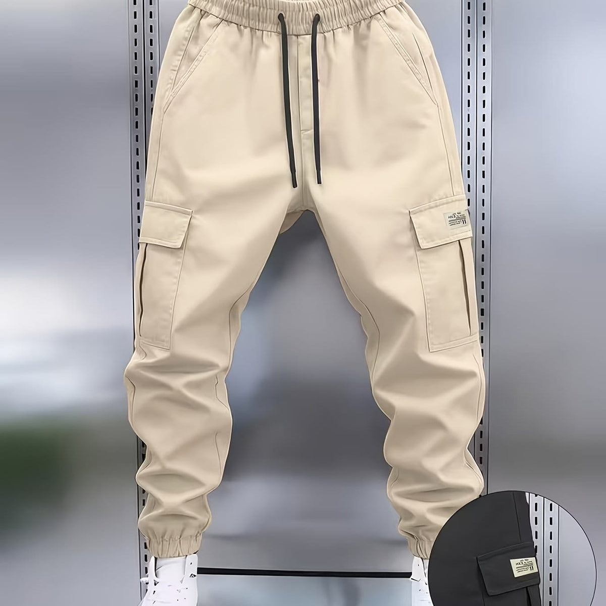 KissICON Khaki / UK 34 Mens MultiPocket AllSeason Cargo Pants