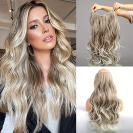 KissICON Khaki White / 22inch 22 Inch 4 Clip Hair Extensions