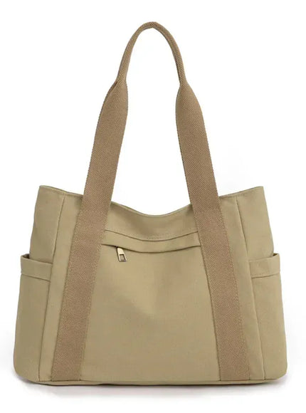 KissICON Khaki Women's Handbag – Fashionable Canvas Top-handle