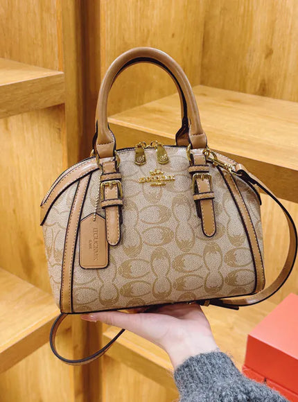 KissICON Handbag Khaki Women's Retro Shell Bag – Luxury Printed Leather Crossbody & Shoulder Handbag