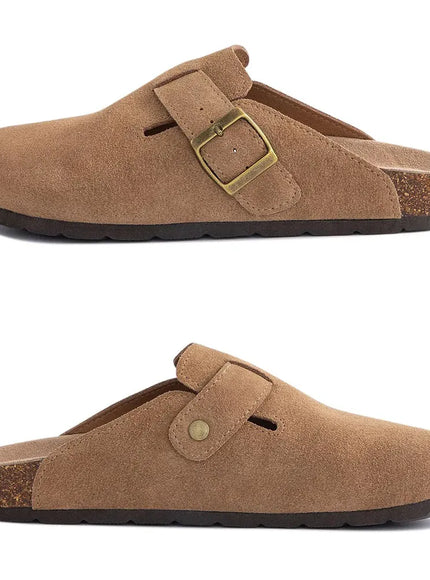 KissICON Kidmi Suede Cork Clogs Comfy Leather Slipon Beach Sandals