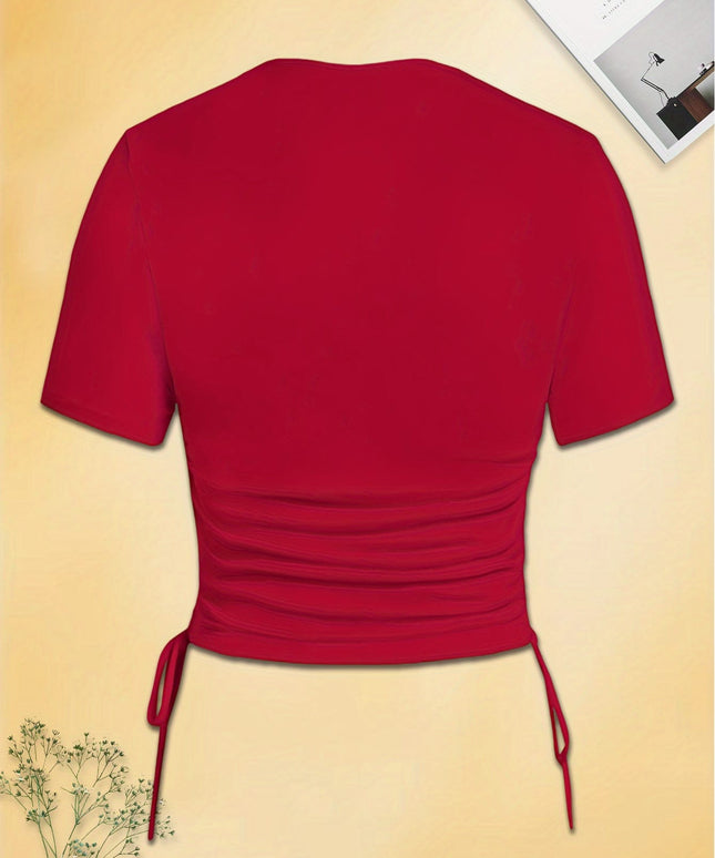 jkthpu-45 Kindness Peace Crop Top Trendy Red Plus Size Tee