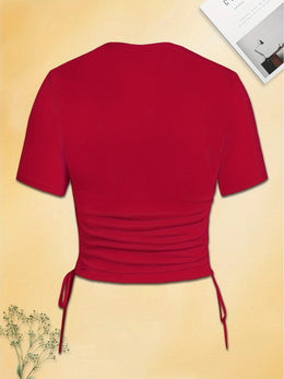jkthpu-45 Kindness Peace Crop Top Trendy Red Plus Size Tee