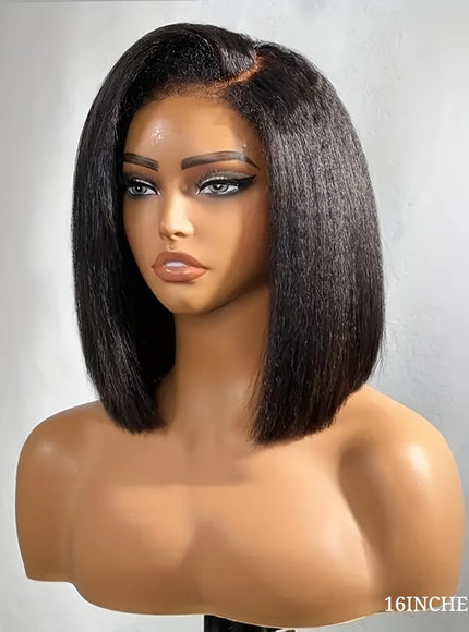 KissICON Kinky Straight Bob Wig 13x4 Lace