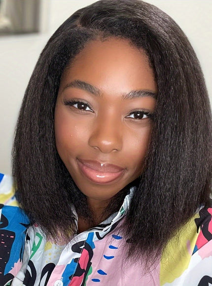 KissICON Kinky Straight Bob Wig 13x4 Lace