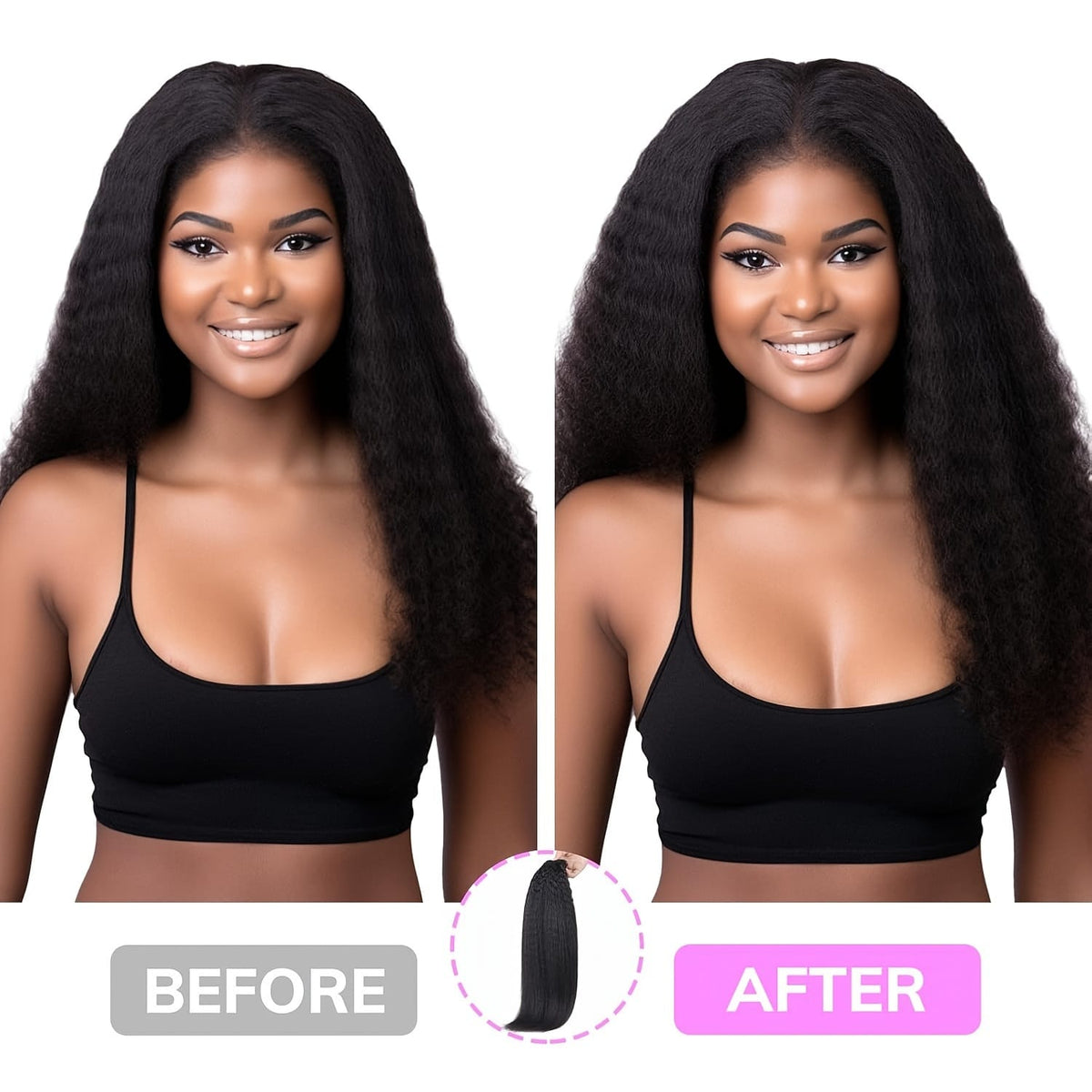 KissICON 💋 Kinky Straight Clip In Extensions - Natural