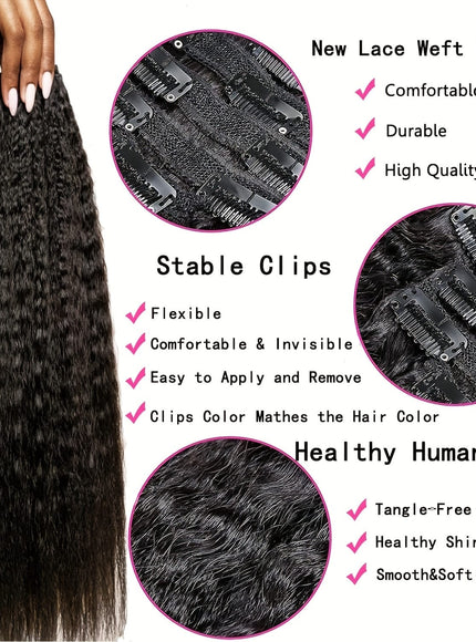 KissICON 💋 Kinky Straight Clip In Extensions - Natural
