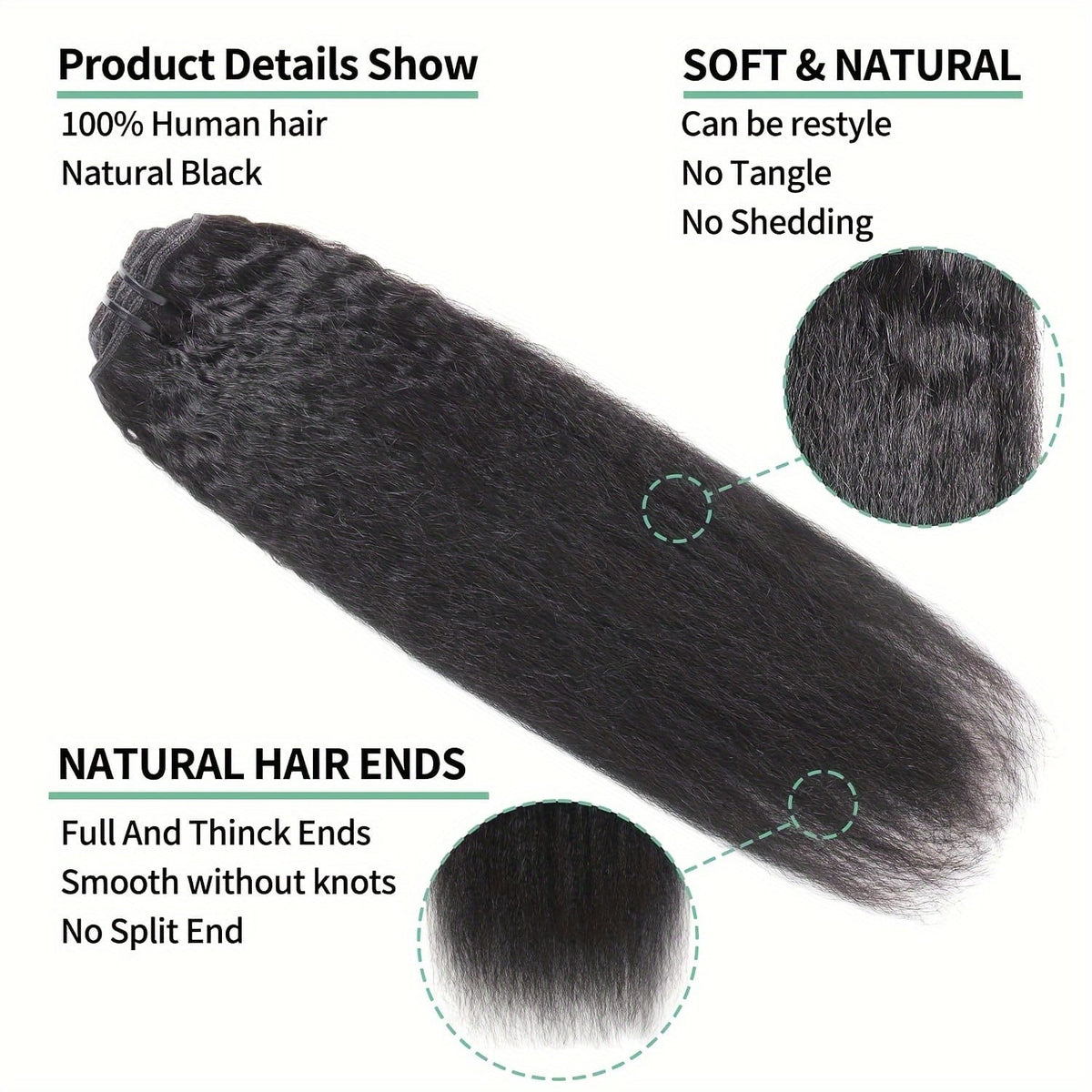 KissICON 💋 Kinky Straight Clip In Extensions - Natural