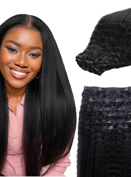 KissICON 💋 Kinky Straight Clip In Extensions - Natural
