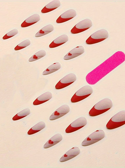 KissICON Kiss Icon 24Pcs Almond Shape Red Press On