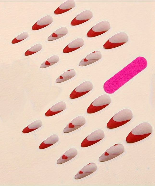 KissICON Kiss Icon 24Pcs Almond Shape Red Press On