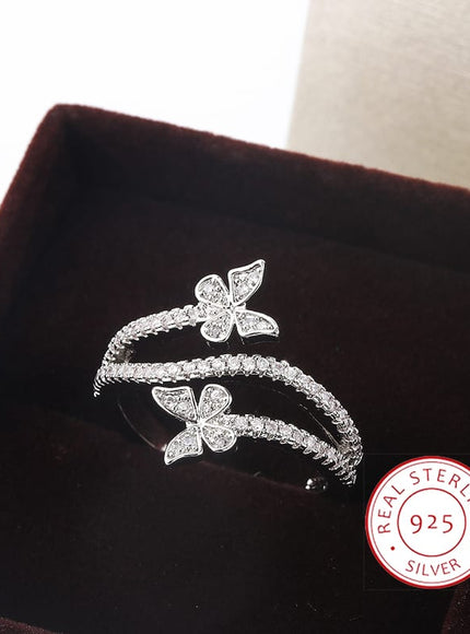KissICON Kiss Icon Butterfly Zircon Ring - 925 Silver Plated Elegance