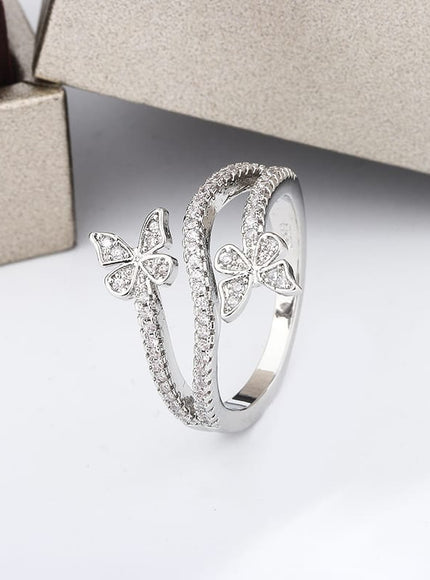 KissICON Kiss Icon Butterfly Zircon Ring - 925 Silver Plated Elegance