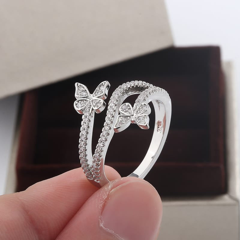 KissICON Kiss Icon Butterfly Zircon Ring - 925 Silver Plated Elegance